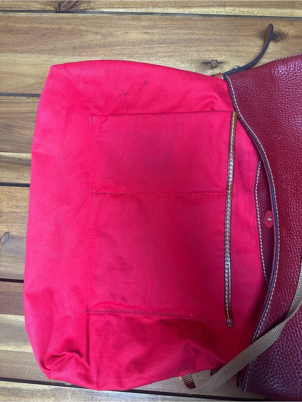 Dooney & Bourke Burgundy Cooper Pebbled Leather Hobo with Tan Accents